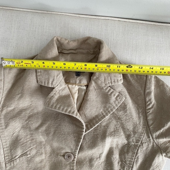 MEXX LINEN-Cotton Long Trench Coat Neutral Beige Size 6 - Picture 9 of 13